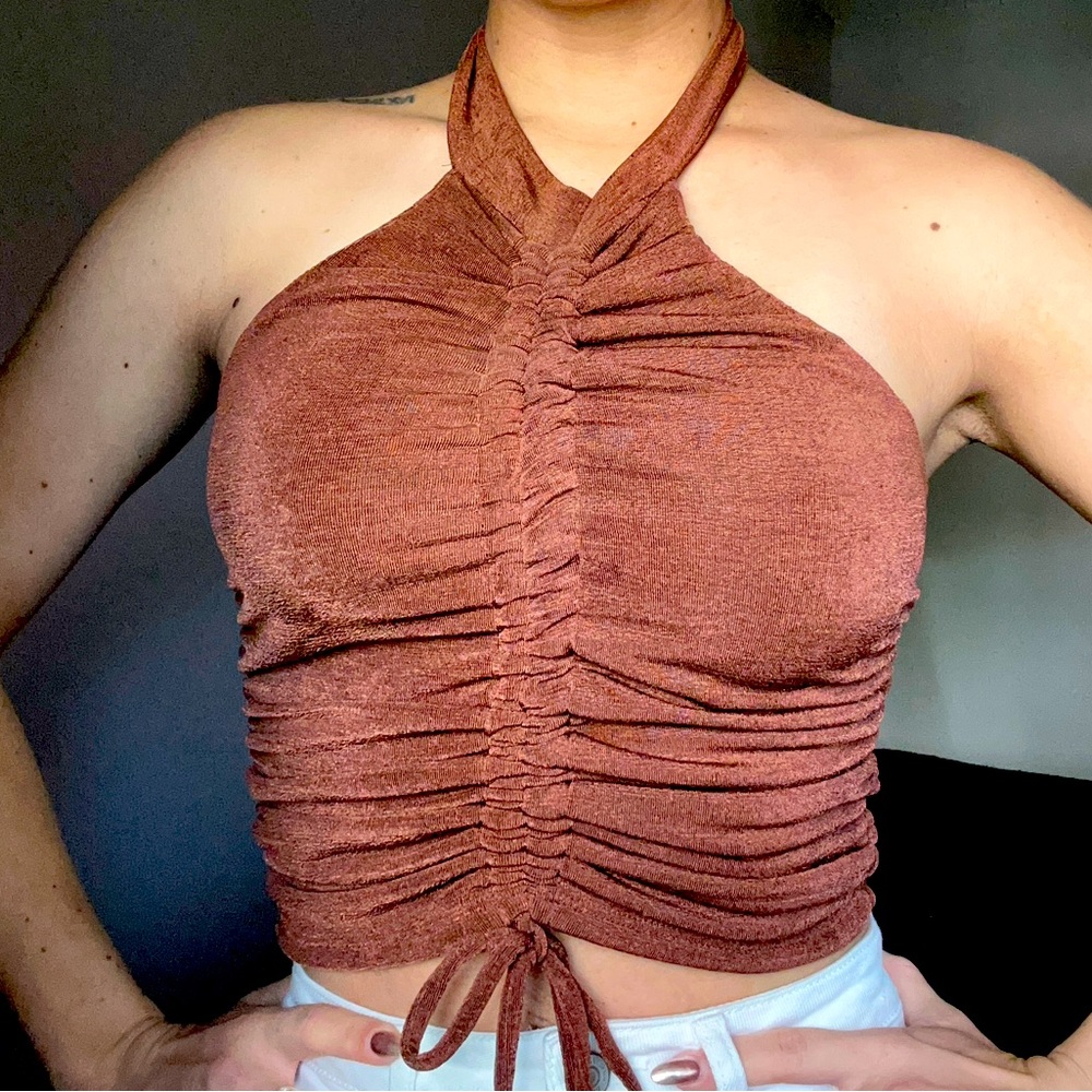 Brown halter  crop top